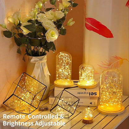 GDEALER 4 Pack 16.4 Feet 50 Led Fairy Lights Battery Operated with Remote Timer Waterproof Silver Wire Twinkle Light String Lights Outdoor Indoor 8 Modes for Bedroom Wedding Dorm Decor Warm White