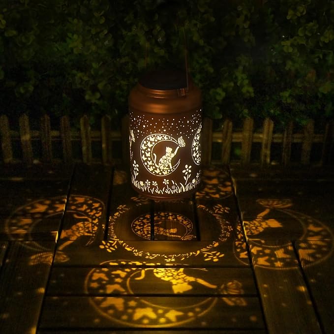Mothers Day Gifts for Mom Grandma - Birthday Gifts for Women, 2 Pack Cat Solar Lights Outdoor Waterproof, Decoration Outside for Outdoor, Yard, Garden Decor Solar Lantern