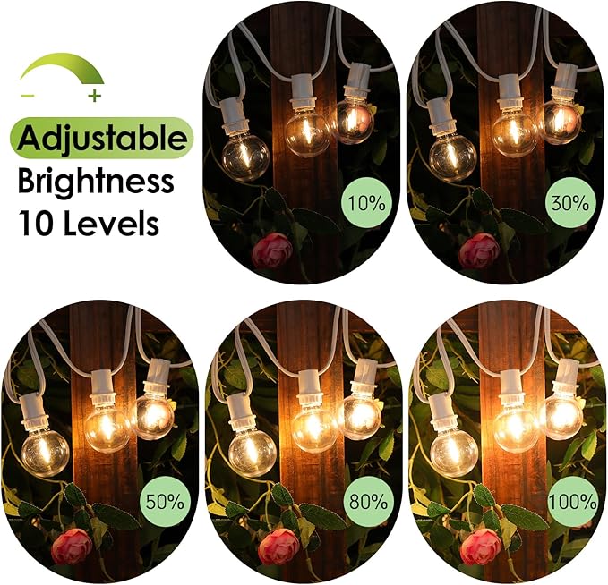 48ft White Outdoor Edison String Lights, Weatherproof