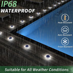 6-Pack Solar Fence Step Lights, White Waterproof