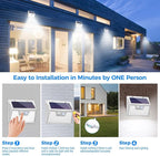 10-Pack Solar Stair Step Lights, Cool White Waterproof