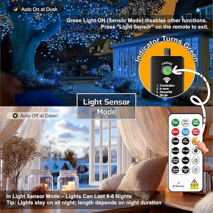 HXWEIYE Rechargeable Fairy Lights with Remote, 2 Pack 33ft 100LED Twinkle Lights with DIY Timer & Light Sensor, Waterproof Outdoor String Lights for Bedroom Patio Christmas Tree Decor, Blue