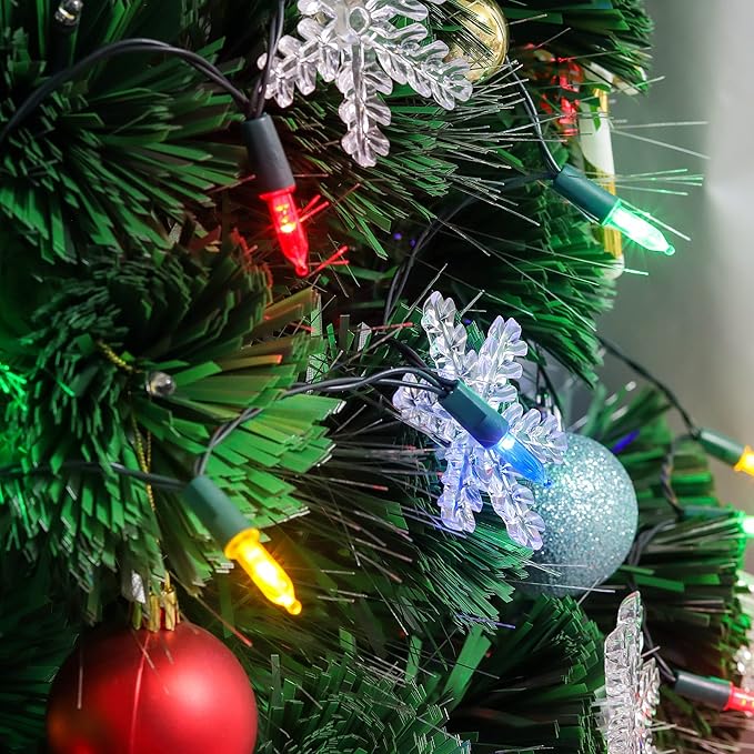 50 LED Christmas Twinkle Lights, 16ft Waterproof for Porch