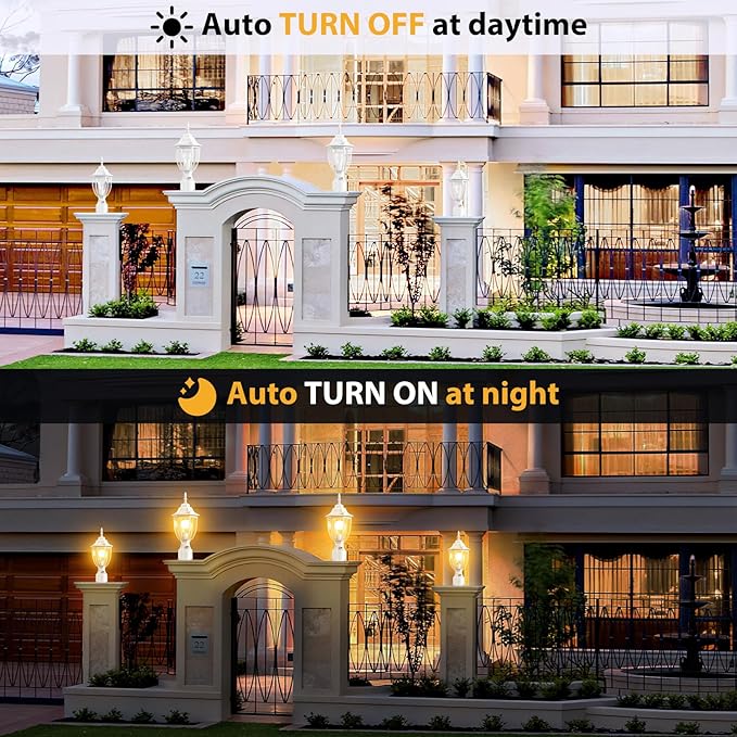 Lamomo Dusk to Dawn Outdoor Post Lights, Waterproof Aluminum White Lamp Post Light Fixture, Lamp Posts Outdoor Lighting Pole Lantern for Yard Patio Pathway Garden