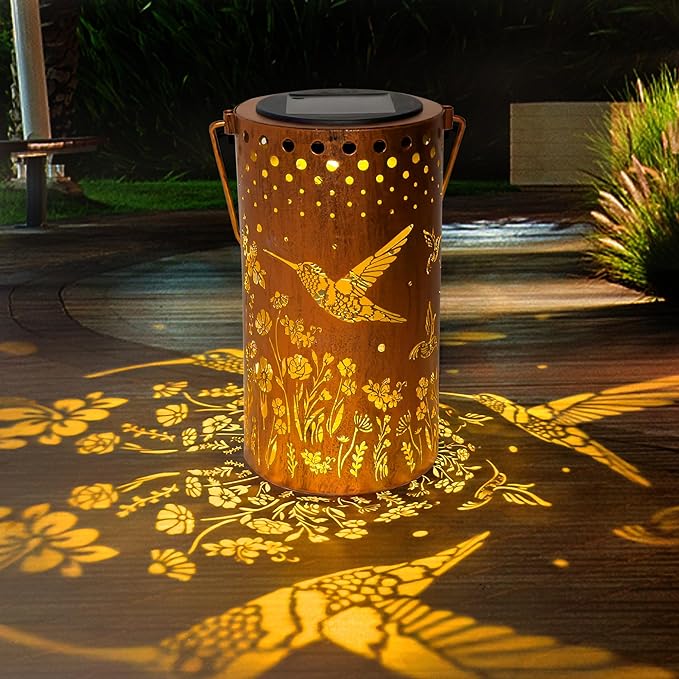 Classic Hummingbird Solar Lanterns for Backyard, Waterproof LED