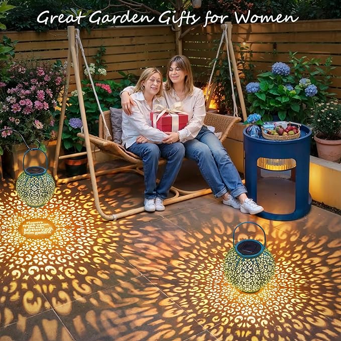 Go2garden Big Solar Outdoor Lanterns Waterproof, Gifts for Dad Mom Garden Yard Decor Lights for Patio,Balcony Party Ornaments, Birthday Mothers Day Gifts for Wife Grandma (1 Pack, Teal Blue)
