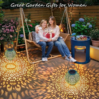 Go2garden Big Solar Outdoor Lanterns Waterproof, Gifts for Dad Mom Garden Yard Decor Lights for Patio,Balcony Party Ornaments, Birthday Mothers Day Gifts for Wife Grandma (1 Pack, Teal Blue)