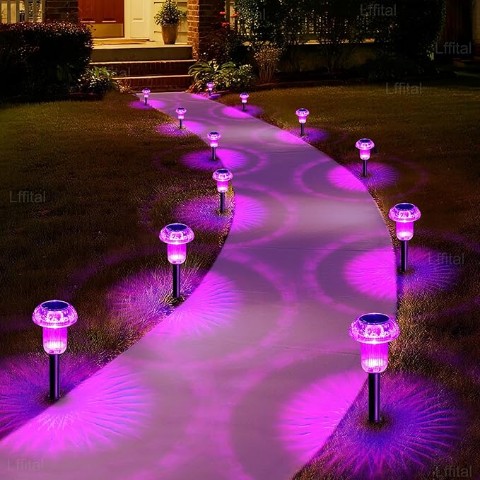8-Pack Solar Path Lights, Outdoor Driveway LED