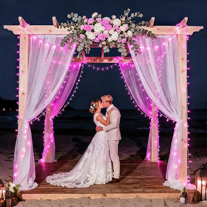 JMEXSUSS 33ft 100 LED Pink Battery Operated Lights with 8 Modes Remote, Pink String Lights Indoor Outdoor, Christmas String Light for Bedroom House Tree Party Porch Decor