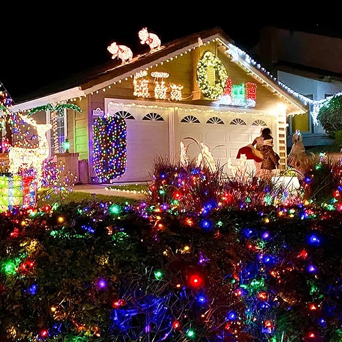 TW SHINE Battery Operated Christmas Lights, 2 Pack Total 100 LED 32FT Battery Operated String Lights with 8 Modes, Xmas Light for Outdoor Indoor Wedding Party Home Decorations, Multi-Colored