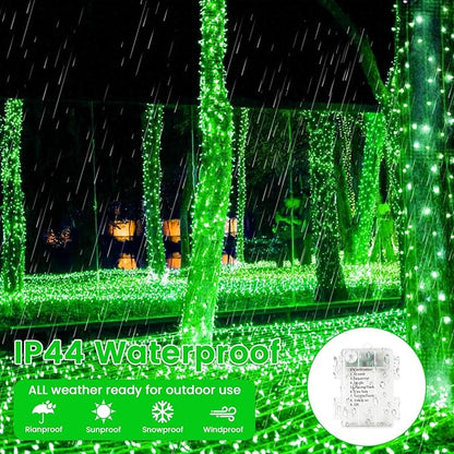 2 Pack St. Patrick's Day String Lights Battery Operated with Timer, 66FT 200 LED Waterproof Twinkle Lights, 8 Modes Fairy Light for Indoor and Outdoor Christmas St. Patrick's Day Decorations (Green)