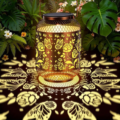 Vaukki Solar Lantern Outdoor Waterproof, Butterfly Garden Decor Birthday Gifts for Women Friendship Mom Grandma Sister, Metal Hanging Solar Lights for Outside, Patio, Yard, Backyard, Porch, Pathway