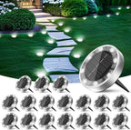 18-Pack Solar Ground Disk Lights, Cool White Waterproof LED