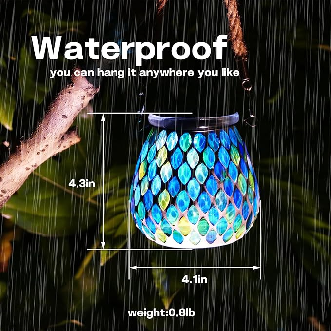 Mosaic Solar Lanterns, Waterproof LED Porch Lights