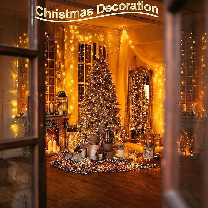 4-Pack 5ft Christmas LED String Lights, Waterproof Timer Lights