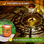 Backyard Solar Patio Lanterns, Metal Waterproof LED