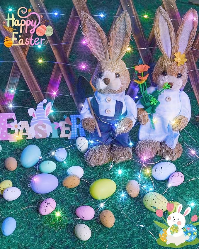 4 Pack 60LED Easter Fairy Lights Battery Operated with Timer, 20FT Waterproof Pastel Twinkle String Lights for Indoor Outdoor, Spring Easter Decorations for Bedroom, Birthday, Home, Party (Multicolor)