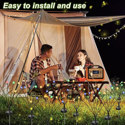 4 Packs Firefly Lights Solar Outdoor, 24 LED Multicolor Solar Walkway Light Outdoor, Waterproof Garden Decor with 2 Modes, Lawn Lights for Front Yard Backyard Yard and Pathway