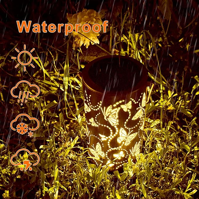 Birthday Gifts for Women Grandma,Solar Lantern Outdoor Waterproof,Butterfly Garden Decor,Metal Hanging Decoration Lights for Outside,Yard,Patio,Porch,Backyard,Christmas,Thanksgiving