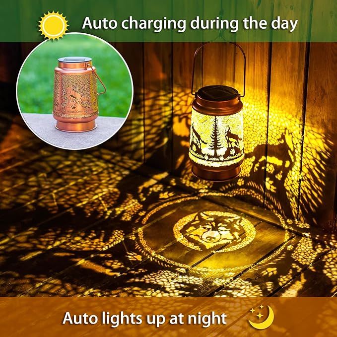 Solar Courtyard Lanterns 2-Pack, Yard Hanging LED Decor