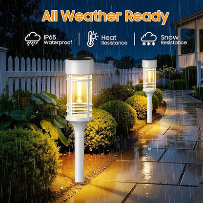 LETMY 12 Pack Solar Pathway Lights Outdoor, Bright Solar Lights Outdoor Waterproof IP65, Solar Garden Lights Outdoor for Yard Walkway Driveway Landscape Garden Decor （White）