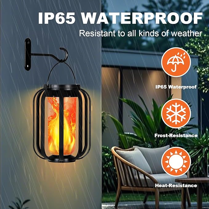Garden Solar Hanging Lanterns 2-Pack, Classic Outdoor Decor