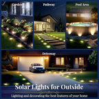 16-Pack Warm White In-Ground Solar Lights, Flat LED Garden