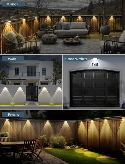 Solar Fence Lights Outdoor-3000/4000/6000K 3 Mode,IP65 Waterproof Solar Powered Lights Outdoor for Backyard/Patio/Fence/Wall/Deck/Step/Porch/Railings/Pool (12pack)