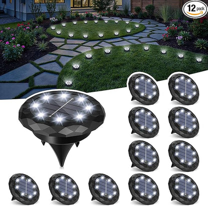 SOLPEX Mini Solar Ground Lights, 12 Pack Solar Lights Outdoor Waterproof, Landscape Lighting for Garden Pathway Driveway Walkway (Cool White)