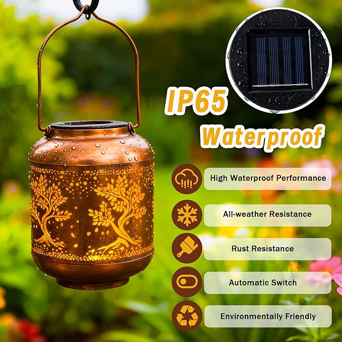 Solar Lanterns Outdoor Waterproof, Birthday Gifts for Women, Solar Lights for Backyard Porch Patio Table Yard Balcony Lawn Pathway