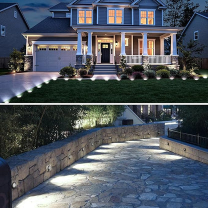 Brightown Solar Lights Outdoor Waterproof, 12 Packs LED In-Ground Solar Yard Lights for Yard, Patio, Garden, Lawn, Deck, Outside, Pathway, Driveway, Walkway, Sidewalk, Cold White