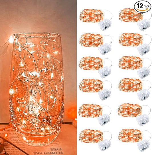 12-Pack 7ft Halloween LED String Lights, Waterproof Timer Lights