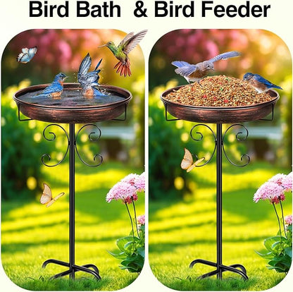 Freestanding Bird Bath, Heavy-Duty Metal