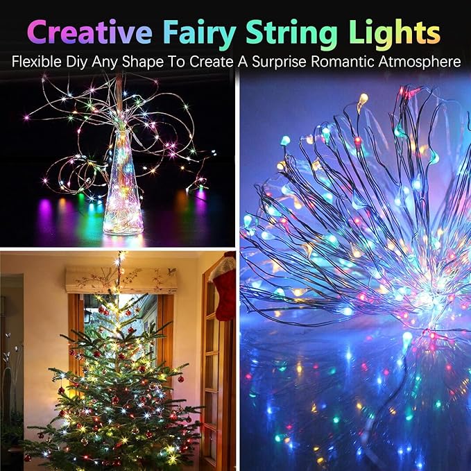 2 Pack St. Patrick's Day Fairy Lights Battery Operated, 20FT 60LED RGB Color Changing String Lights, Christmas Twinkle Light with Timer and Remote for Indoor & Outdoor St. Patrick's Day Decorations