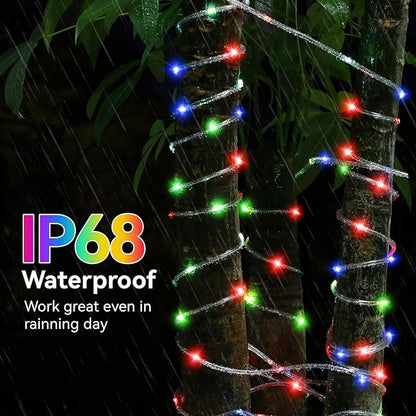 Solar Rope Lights Outdoor Waterproof, 33FT 100LED 18 Colors Changing Outdoor String Lights Tube Fairy Light with Remote & 8 Modes Trampoline Light for Camping Pool Tree Garden Yard Home Holiday Decor