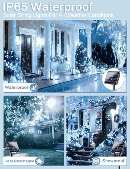Solar String Lights Outdoor, 2 Pack 144FT 400 LED Solar Twinkle Lights for Outside Waterproof, Copper Wire with 8 Lighting Modes Fairy Lights for Garden Tree Birthday Xmas Patio Decor(Cool White)