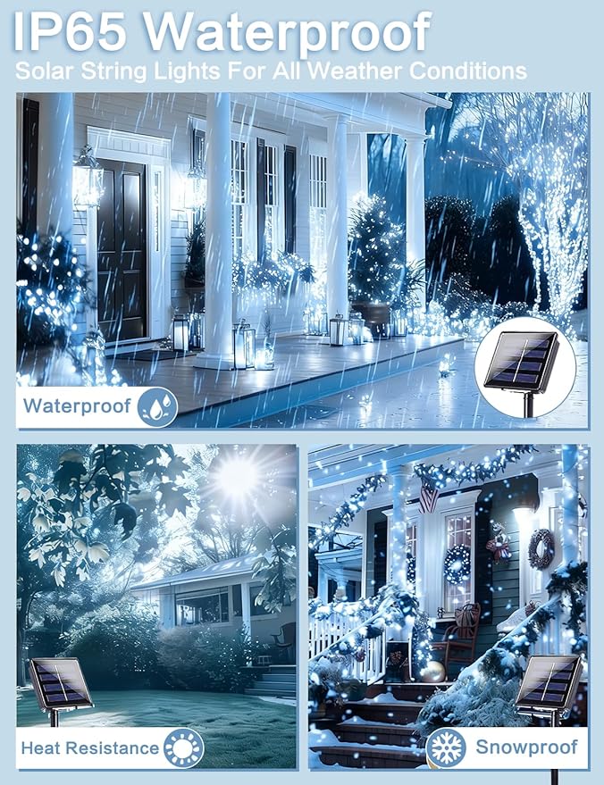 Solar String Lights Outdoor, Upgraded 2-Pack 80FT 200 LED Solar Twinkle Light for Outside, Waterproof Silver Wire 8 Modes Solar Fairy Lights for Garden Patio Tree Christmas Party Wedding (Cool White)