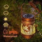 Hummingbird Solar Lantern Set 2-Pack, Metal Yard Lighting