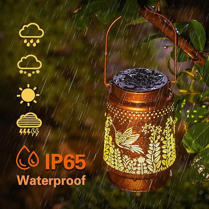 Hummingbird Solar Lanterns Outdoor Waterproof Hanging Solar Lights Hummingbird Gifts for Women Men Metal Decorative LED Lanterns for Garden Decor,Yard,Patio,Lawn,Pathway