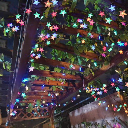 50ft 120LED Solar String Fairy Lights Outdoor,Waterproof Star Twinkle Decorative Lights for Garden,Patio Post,Deck,Canopy,Gazebo,Porch,Pergola,Balcony,Backyard Fence,Party Decor,Multicolored