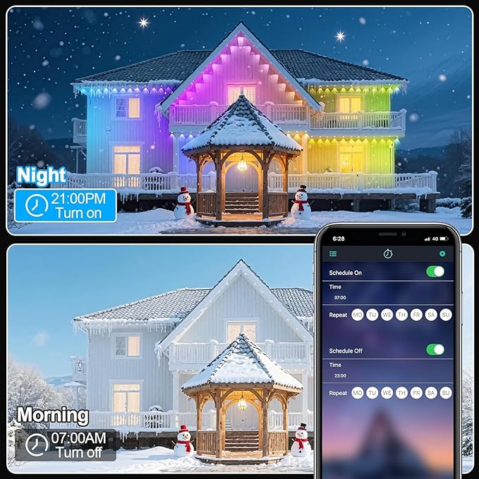 Permanent Outdoor Lights 100 FT Patio Lights,100ft RGB+IC Smart Outdoor Decor, 50 Scene Modes App/Remote Control, IP67 Waterproof for Christmas Holiday Party Decor for Garden House Roof Lighting