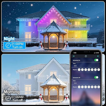 Permanent Outdoor Lights 100 FT Patio Lights,100ft RGB+IC Smart Outdoor Decor, 50 Scene Modes App/Remote Control, IP67 Waterproof for Christmas Holiday Party Decor for Garden House Roof Lighting