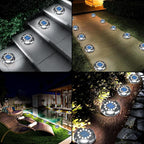 12-Pack Solar Ground Disk Lights, White Waterproof LED
