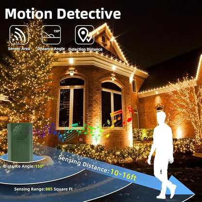 Tcamp Battery Operated Christmas Lights - Motion Activated, Sync with Music, 33FT 100 LED Battery String Lights for Outdoor Indoor Christmas Tree Decor, 6 Lighting Modes, Warm White
