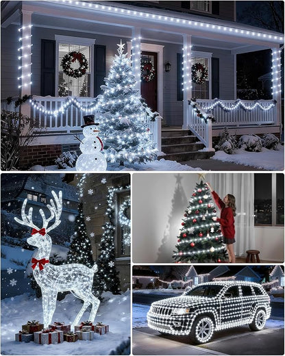 ICRGB Solar Rope Lights, 66FT 200LED 1800mAh Outdoor Waterproof Solar Lights with Remote, IP67 String Light with Timing & 8 Modes for Garden Tree Pathway Yard Pool RV Christmas Decor, White
