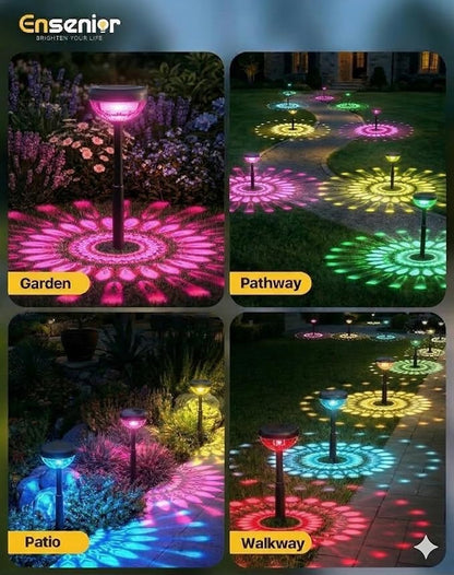 Ensenior 8 Pack Solar Pathway Lights, Multicolor & Warm White LED, IP65 Waterproof, Garden Back Yard Solar Lights Outdoor Decorative