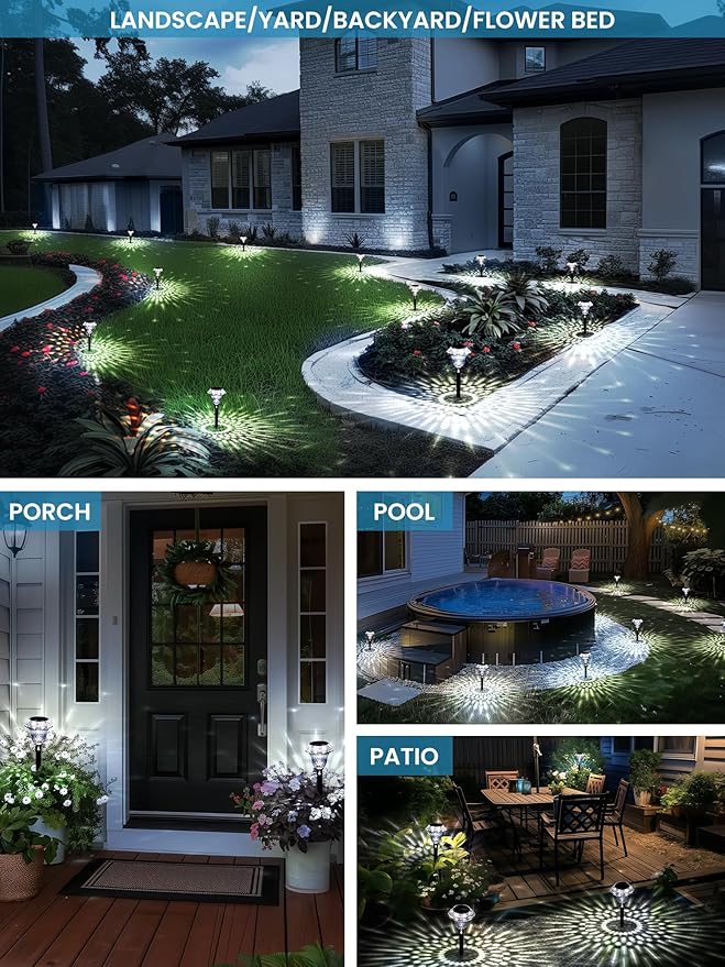 6-Pack Solar Pathway Lights, Waterproof LED Garden Lights