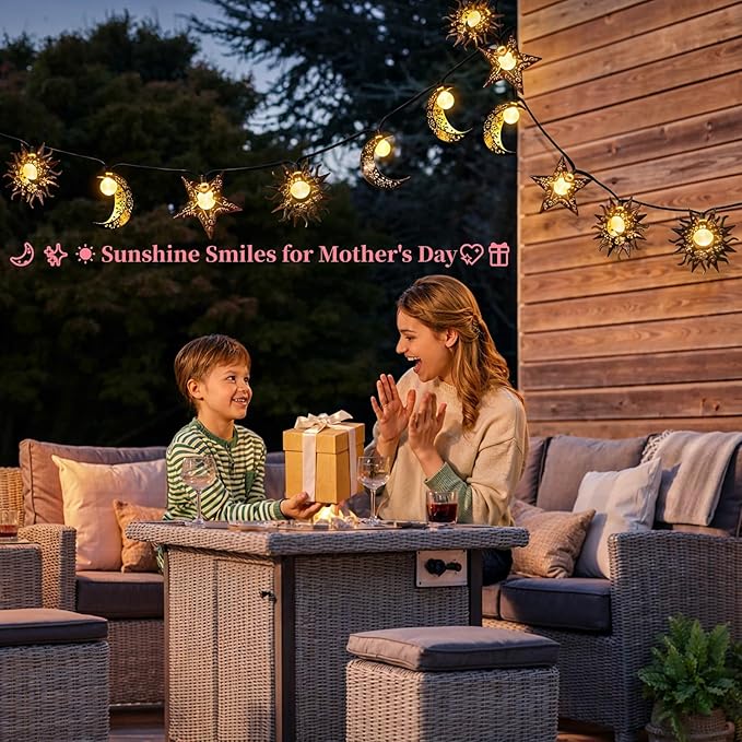 Outdoor String Lights, 13ft Warm White Waterproof