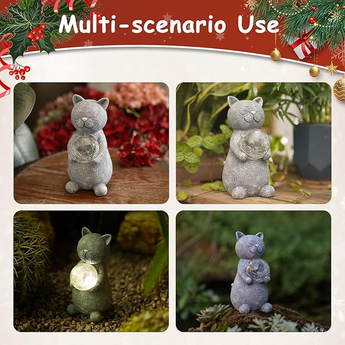 Solar Cat Statue Light, Yard Decor