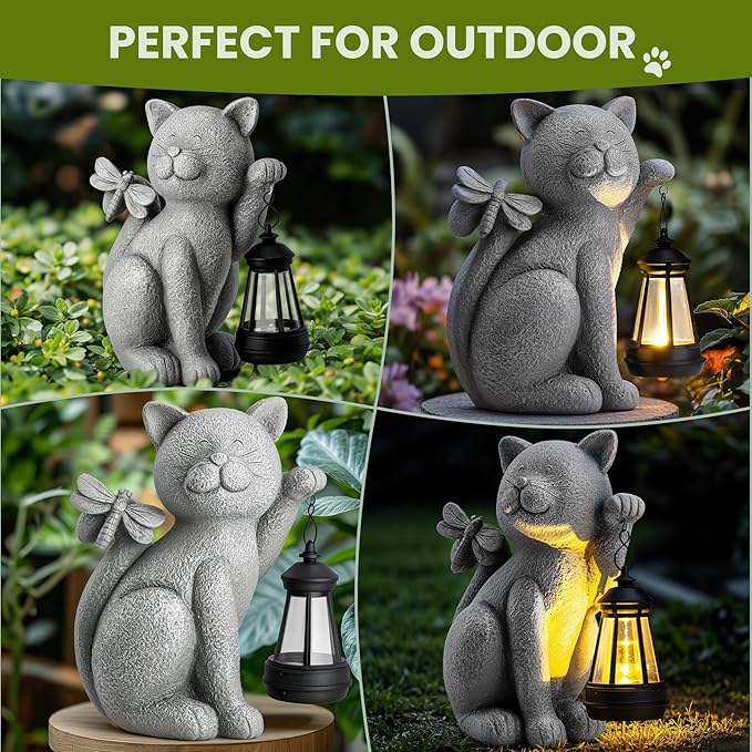 Cat Solar Lawn Figurine Light, Waterproof